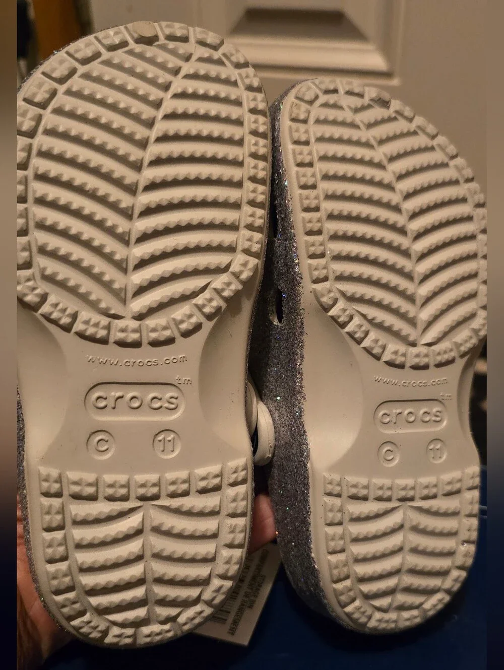Crocs Kids Glitter Slip-On Clog - Silver